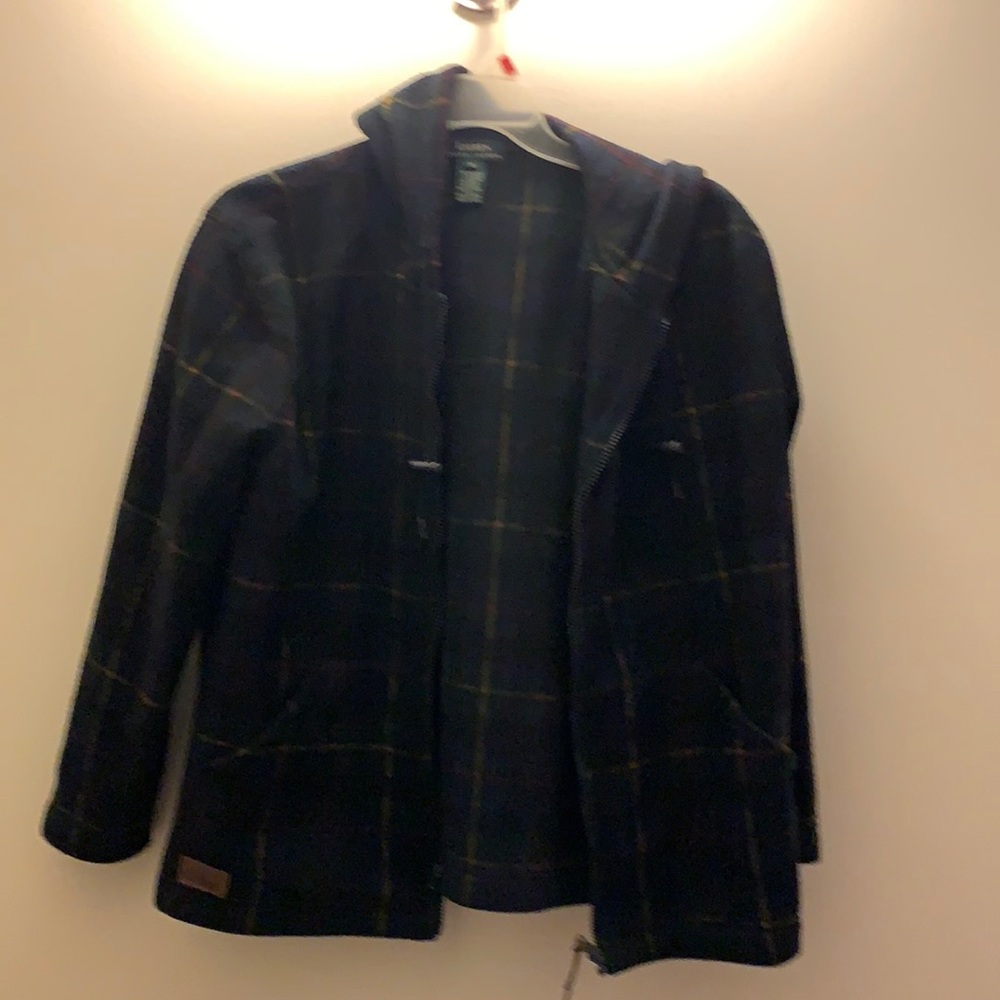 Lauren Ralph‎ Lauren Women's Hooded Jacket Plaid Zip Front Size M Medium